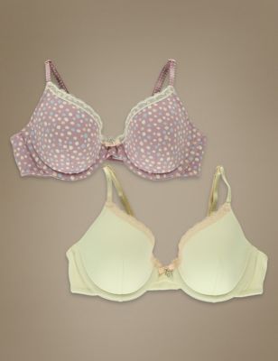 2 Pack Cotton Rich Padded Full Cup Bras